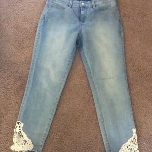 NYDJ Petite Lace Trimmed Jeans